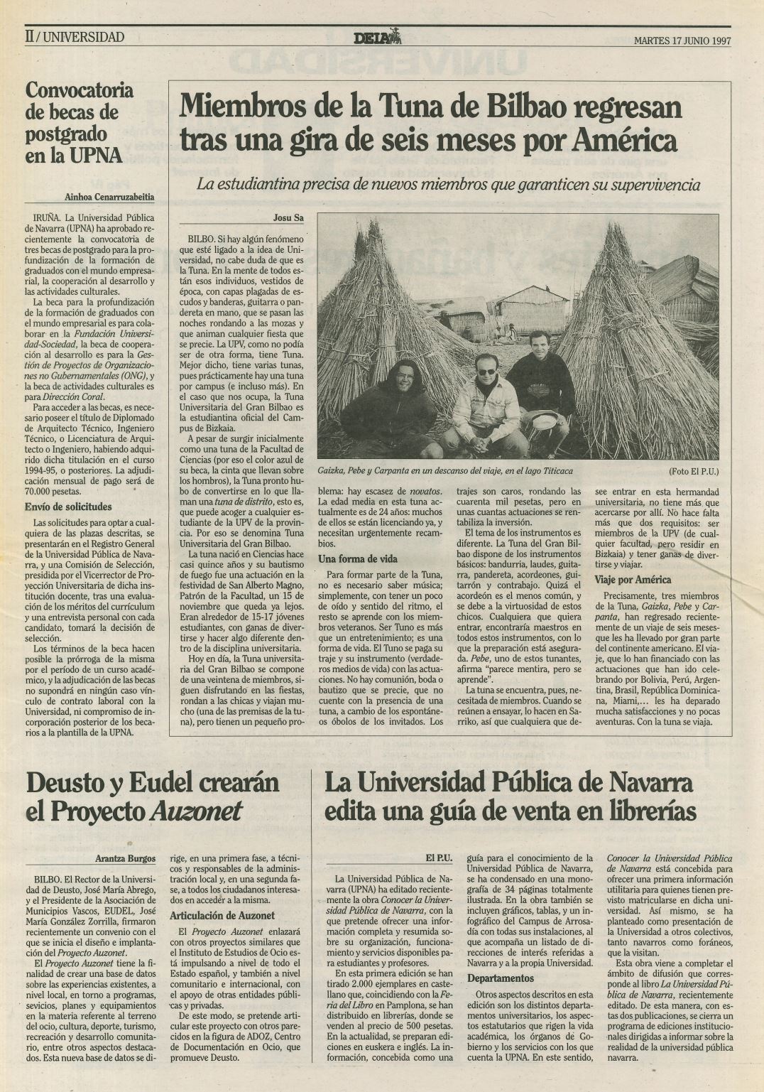 Recorte DEIA gira sudamericana 1997